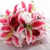 Stargazer Lilies with Red and White Roses